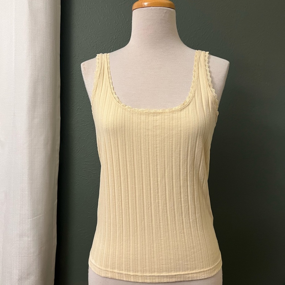 JCrew Creamy Yellow Ribbed Tank Top